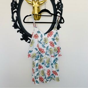 Jack by BB Dakota White Thin Strap Flowy Romper with Floral Print